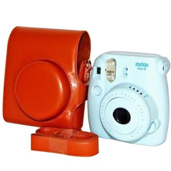 Brown PU Leather Case Cover Set For Fuji Fujifilm Instax Mini 8 Digital Camera Bag Case With Strap