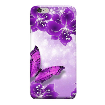 Indocustomcase Purple Butterfly Cover Hard Case for Apple iPhone 6 Plus