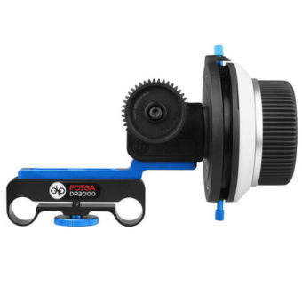 Fotga DP3000 M2 Follow Focus With A B Hard Stops For 15mm Rod RailRig DSLR Camera (Black and Blue) - intl