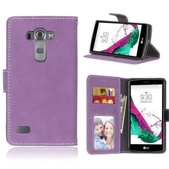 LG G4S Case, LG G4 Beat Case, SATURCASE Retro Frosted PU Leather Flip Magnet Wallet Stand Card Slots Case Cover for LG G4S / G4 Beat H735 (Purple) - intl