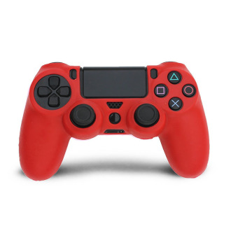 Moonar kulit pelindung silikon yang fleksibel untuk Sony PS4 pengendali permainan (Merah)