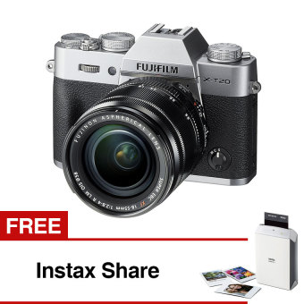 Fujifilm XT-20 Mirrorless Camera  with Kit XC 18-55MM - Silver + Instax Share
