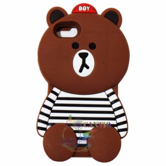 MR Silicone Case 3D Untuk Apple iPhone 7G Plus / iPhone 7S Plus / Iphone7G Plus / Iphon76S Plus 5.5\" Soft Back Case Baby Bear With Baju Belang Hitam Putih - Boy Bear Brown