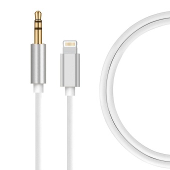 HAT PRINCE Lightning 8 Pin to 3.5mm Jack Aux Audio Adapter Cable 1M for iPhone 7 Etc. - Silver - intl