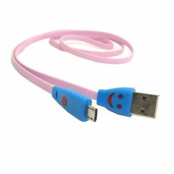 CY Chenyang Pink Color Smile Face LED Light Micro USB DataSyncCharger Cable for Samsung Galaxy Note2 S4 i9500 S3 i9300 - intl