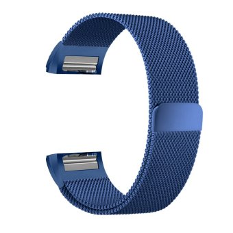 Blusky Milanese Loop Stainless Steel Metal Bracelet Strap with Unique Magnet Lock For Fitbit Charge 2 HR Fitness Tracker, Blue - intl