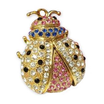 fuskm Gold 8GB Bug Bees Shape Crystal USB Flash Drive Memory Stick (Pendant for Necklace) - intl