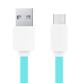 Lenuo 3.3ft/1M 2.4A Soft TPE Material Flat Noodle Micro USB 2.0 Charging and Sync Cable for Samsung Xiaomi Huawei HTC Motorola Nokia (Sky Blue)