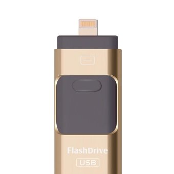 128GB USB Flash Drive For IOS/Android/Computer 3IN1 Flash Disk Mobili Regalo Pen Drive(Gold) - intl