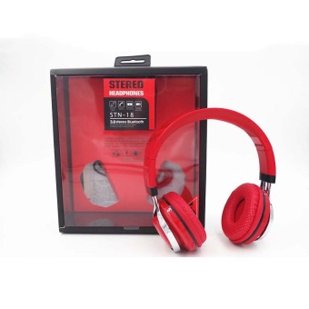 STN-18 Headphone Stereo Bluetooth Nirkabel Cahaya LED (Merah)