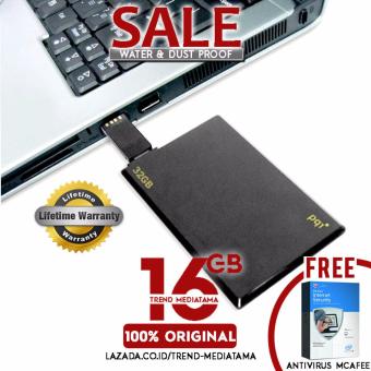 Original 100% Flashdisk 16GB PQI Card Drive i512 Kartu USB 2.0 COB (Waterproof + Dustproof ) Gratis Antivirus MC Afee - Black