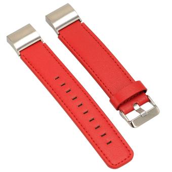 Classic Genuine Leather Adjustable Replacement Watch Bands Strap for Fitbit Charge 2 Smart Bracelet Red - intl