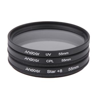 Andoer 55mm Filter Set UV + CPL + Star 8-Point Filter Kit with Case for Canon Nikon Sony DSLR Camera Lens - intl