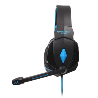 Over Ear 3.5mm USB Stereo Gaming Headset Headphones with Microphone For PC Games (Black/ Blue)