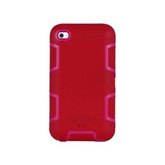 iPod Touch 4 4th Generation Case,CLOUDSEA 3 Layers Hard PC + Soft TPU Painting Design Shockproof Heavy Duty Armor Protective Case for iPod Touch 4/4th Generation/4th Gen Red+Hot Pink - intl