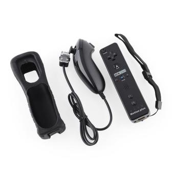 Black Motion Plus Remote and Nunchuck Controller + Case for Nintendo Wii Game - intl