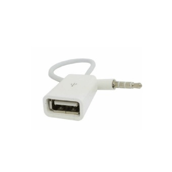 Rainbow AUX Adapter Mini Jack 3.5 mm to USB 2.0 Female Host OTG used for MP3/ MP4/ Shuffle 2nd - Putih