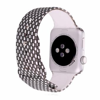 Apple Watch Strap 42MM Fashion Grid Soft Silicone Fitness Sport Band Replacement Wristband for Apple Watch Sport/Edition Series 2/Series 1 All Versions (Grid 42MM) - intl