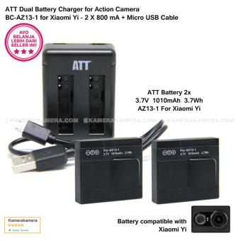 ATT Dual Battery Charger for Action Camera BC-AZ13-1 for Xiaomi Yi - 2 X 800 mA + Micro USB Cable