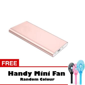 Powerbank Ultra Slim 99000MAh Aluminium Case - Rosegold + Free Handy Mini Fan