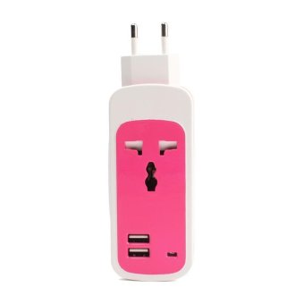 BUYINCOINS Ideally 3 in 1 US Travel Adaptor DUAL USB Universal Socket for Phone PC/Tablet (Pink)