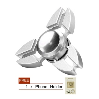 EDC Metal Hand Spinner Fidget Cube Toy + FREE Gift (Silver) - intl
