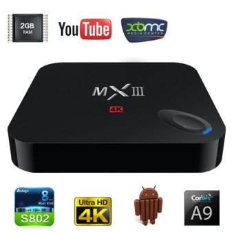 MXIII M82 Quad-Core Mali-450 4K Android 4.4 5GHz WiFi TV Box 2GB DDR3 RAM 8GB ROM Support 5GHz WiFi Ethernet Bluetooth with IR Remote Control - intl