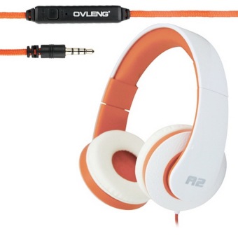 OVLENG A2 Universal Stereo Headset with Mic (White and Orange)
