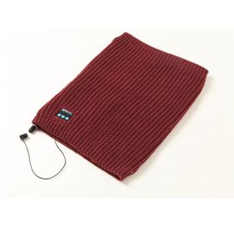 LALANG Wearable Bluetooth Music Headset Scarf Earphone Stereo Music Collar Neckerchief 2in1 (Wine Red) - intl