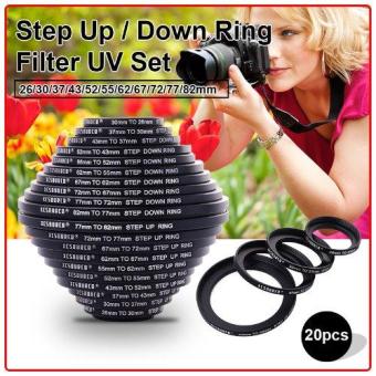 XCSource 20pcs 26 30 37 43 52 55 62 67 72 77 82mm Step Up / Down UV Filter Ring Set
