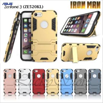 Lucky - Casing Hanphone untuk Asus ZenFone 3 (ZE520KL) seri Iron Man Kickstand
