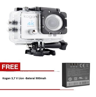 Kogan Action Camera 4K UltraHD - 16MP - Putih - WIFI+ Gratis Kogan 3.7v Li-Ion Battery 900mah
