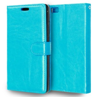 PU Leather Flip Stand Case Wallet Cover for Huawei Ascend P8 Lite (Blue) - intl