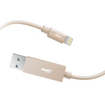 HAME Apple MFI Certified 16G USB Flash Drive Lightning 8Pin Data Sync Charging Cable 2-In-1 - Gold - intl