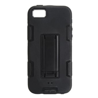 Mixing Rubber Shockproof Anti-collision Phone Case for iPhone 5S(Black) - intl