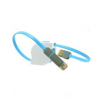 2 In 1 Retractable Usb Quality TPE Wire Connector USB Charge SyncData Cable For IPhone & Micro For Samsung HTC (Blue) - intl
