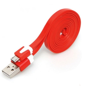 Moonar Mie datar untuk Kabel USB Samsung/HTC/Xiaomi/Lenovo/ZTE/Huawe 3 m (Merah)