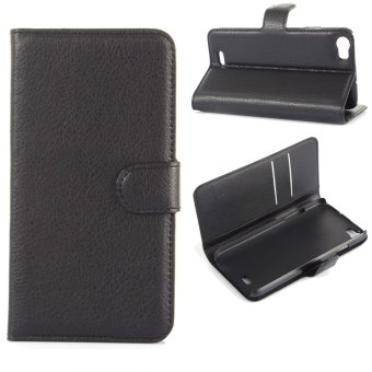 Vococal PU Leather Flip Card Holder Stand Case Cover for Wiko Lenny (Black)