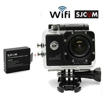 SJCAM Original SJ4000 WiFi Version Full HD 1080P 12MP DivingBicycle Action Camera 30m Waterproof Car DVR Sports DV withWaterproof Case (Black) +1 Battery