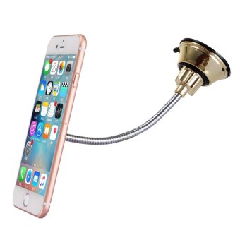 HAT PRINCE Suction Cup Metal Hose Magnetic Car Mount Phone Holder for iPhone 7 Etc. - Gold - intl