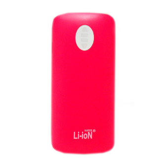 Li-ion Original Power Bank Super 5.600 mAh Dual USB Output Charger - Merah Muda