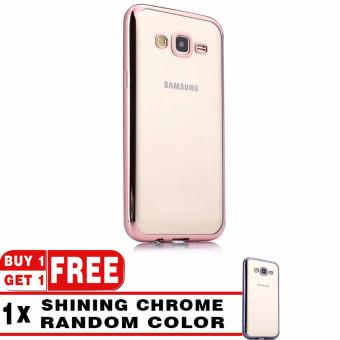 BUY 1 GET 1 | Softcase Silicon Jelly Case List Shining Chrome for Samsung Galaxy J7 2016 (J710) - Rose Gold + Free Softcase List Chrome Random Color