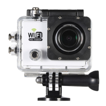 Full HD Wifi Action Sports Camera DV Cam 2.0” LCD 12MP 1080P30FPS4XZoom 140 Degree Wide Lens Waterproof for Car DVR FPV PCCameraDivingBicycle (White)