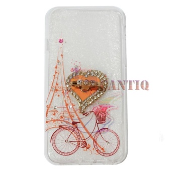 QCF Softcase Flower Untuk Apple iPhone 7 / iPhone 7G / iPhone 7S / Iphone7G / Iphone67S 4.7” Case Femininity & Shine Swarovsky Holder Ring Softshell / Jellycase / Silicone Case / Softcase iPhone- Holder Love + Bicycle Girl