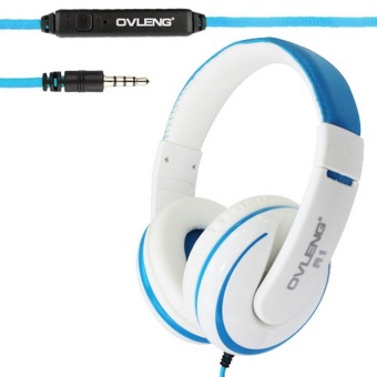 OEM OVLENG A1 Universal Stereo Headset with Mic (White and Blue)