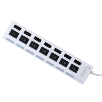 Amango White 7-Port USB 2.0 Hub with High Speed Adapter ON/OFF Switch for Laptop (White)