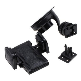 POSSBAY Leather Car Holder Cradle Stand For Mobile Cell Phone GPS iPhone Samsung (Black)
