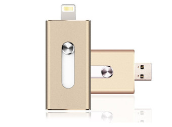 Metal 128GB i-Flash Drive Lightning OTG USB Flash Drive for iPhone 5/5s/5c/6/6 Plus/iPad/Macbook (Gold)