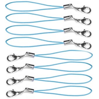 100 Pcs DIY Jewelry Cell Phone Lanyard Cord Strap with Lobster Clasp Trinkets Charms Crystal Badge Pendant Decoration Lanyard Accessories Sky Blue