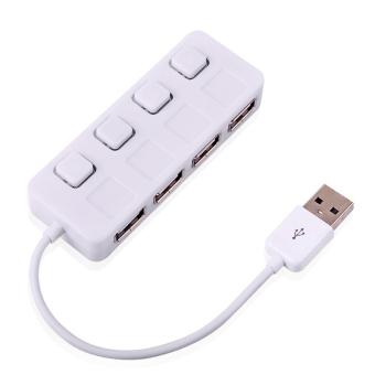 High Speed Hub USB 4 Ports Ultra Slim 2.0 Hub USB 480Mbps Splitter Adapter (White) - intl